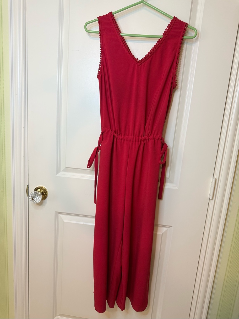 Carolina Belle Bright Red Crochet-Trim Top